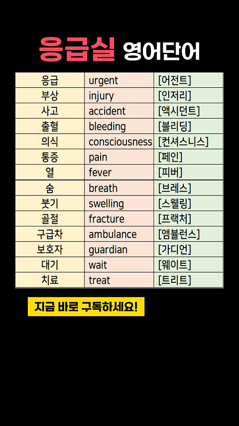 응급실에서 사용하는 영어단어 모음